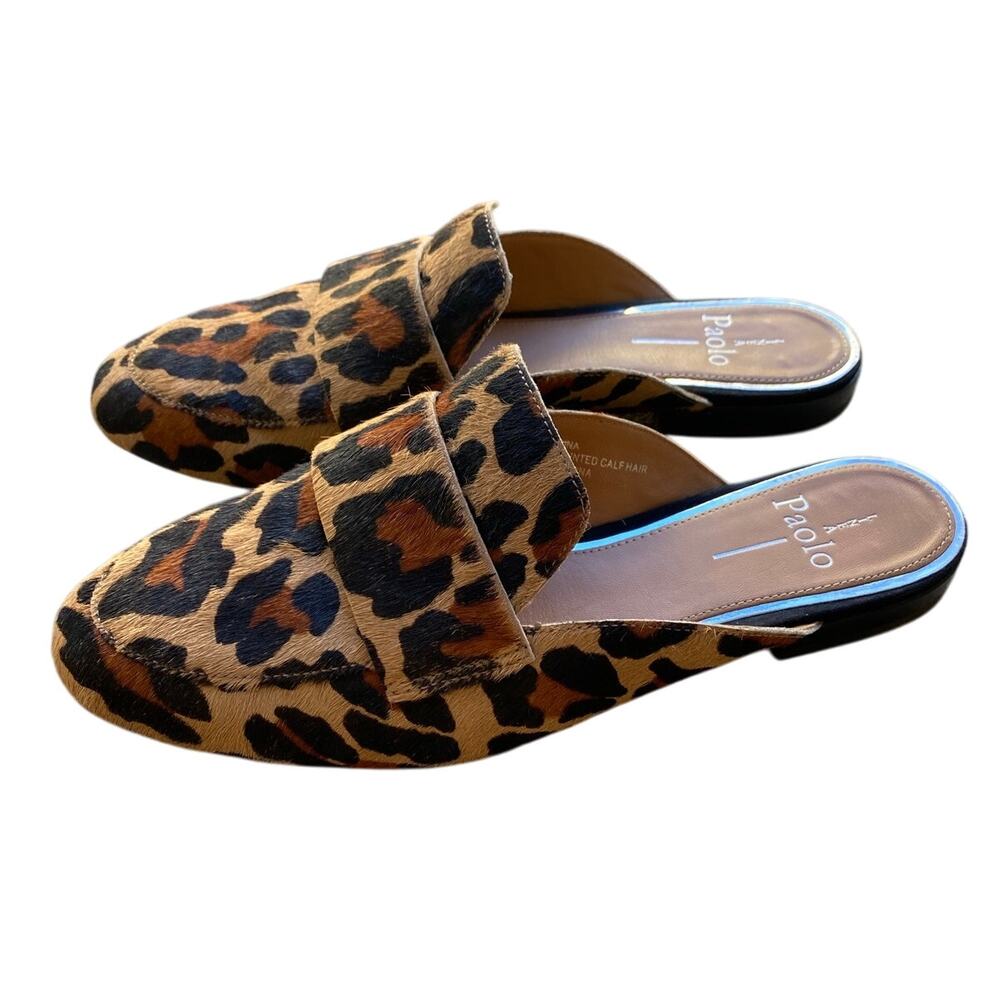 Nordstrom Linea Paolo Annie Calf Hair Loafer Mule US 7 Tan Leopard Animal Print - Picture 10 of 11
